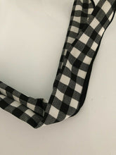 Women Girl Check Wire Bunny Ear adjustable bow scarf Hair head band Wrap Black Check