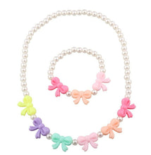 Girl Kid children Rose flower or Bow Cute Beaded Colorful Necklace Bracelet Set