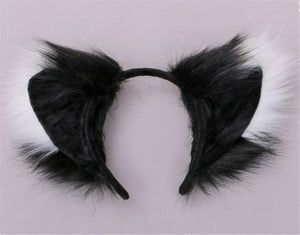Women Fluffy long Fur Cat Kitty Fox Costume Animal Ear Party Hair head band