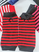 Women Girl Children Kids Party Costume Stripe Knit Fingerless medium Gloves