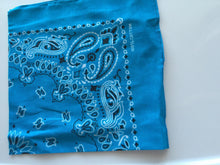 Women Men Retro Hip hop Cotton biker dance Paisley Bandana Hair Headband Wrap BLUE