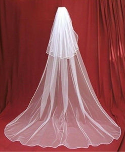 3M Women White Bride One 2 Layer long Simple Wedding head hair Veil Tulle
