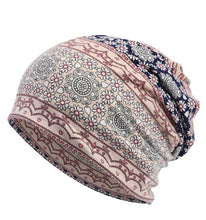 Men Women Cotton Blended Hippie Paisley Slouch Baggy Ski Beanies Hats Cap Mask Pink Bohemian