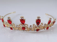 Women Wedding Prom Girls Red Pink Sliver Crystal Party Hair Headband Crown Tiara