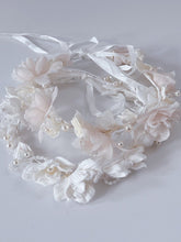 Baby Girls Kids White Flower Pearl Halo Tiara Crown hair headband Garland Prop