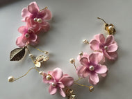 Women white or pink Flower Girl Bohemia Party Tiara Crown hair headband Garland - Elegant Tiara for Weddings & Events Pink flower