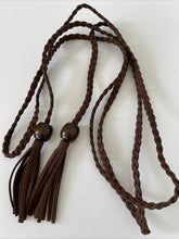 Women Lady Bohemian Boho Braid Long Suede leather Tassel Waist Belt Band Tie Dark Coffee