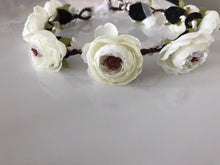 Women Girl Fairy camellia Flower Berry hair head headband Garland Ribbon Wreath White flower headband