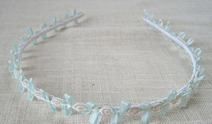 Women Girls Flower Fairy Bohemian Floral Lace Ribbon Sweet hair headband Hoop Light Green Headband