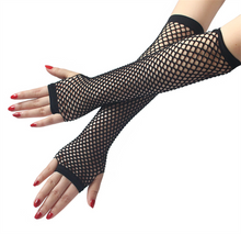 Women Girl Long Fingerless Net Fishnet Mesh Wrist Arm Dance disco Party Gloves