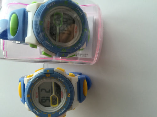 Boy Kid Child Girl Led Digital School Sports Waterproof alarm Wrist Watch Gift Sky Blue