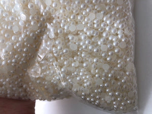 100P White Round Pearl Phone Hair Nail Acrylic Bling DIY Decoration Beads 4mm