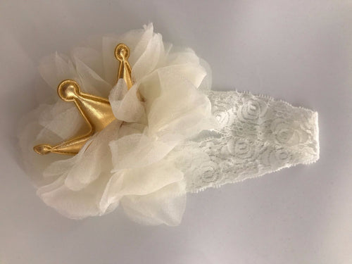 Girl Kid Baby Children Princess Crown Tiara Lace band Party hair head band PROP Gold
