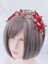 Women Dark Red Velvet Flower Party Hair Band Headband Garland Tiara Fascinator - Elegant Tiara for Weddings & Events