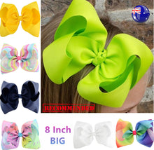 8 Inch Girls Kids Children Big Bow Ribbon Grosgrain Rainbow School Hair Clip