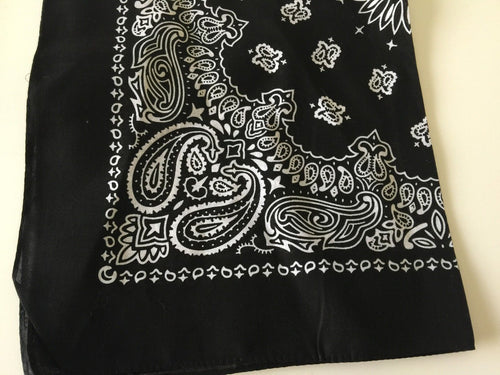 Women Men Retro Hip hop Cotton biker dance Paisley Bandana Hair Headband Wrap BLACK