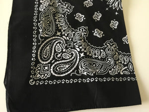 Women Men Retro Hip hop Cotton biker dance Paisley Bandana Hair Headband Wrap BLACK