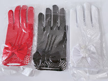 Women Ball Party Fancy Function Wedding Net Bow Short Black Red White Gloves