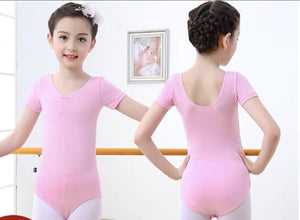 AU Girl Children Cotton Short Sleeves Ballet Jazz Dance Gymnastics Leotard 3-16Y