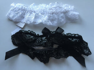 NEW Women Black White Hen's night Party Bride Wedding Lace Garter Suspender Belt