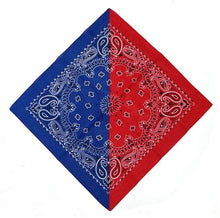 Women Men Retro Hip hop Cotton biker dance Paisley Bandana Hair Headband Wrap Red with Royal Blue