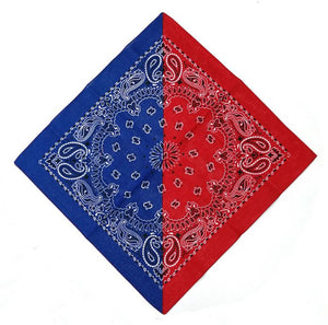 Women Men Retro Hip hop Cotton biker dance Paisley Bandana Hair Headband Wrap Red with Royal Blue