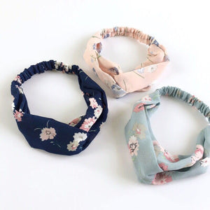 Women Retro look Boho bohemian floral Cross Twist scarf Hair head band bandana