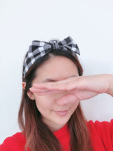 Women Girl Retro Check Wire Bunny Bow Wide Hair Headband Head Wrap Band hoop