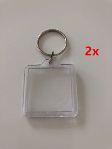 2x Small Plastic Photo Frame Name Tag Key Ring Key chain Holder Novelty Gift