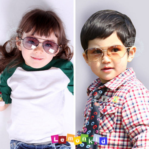 Cool Children Boys Girls Kids Fashion Aviator sun UV protection sunglasses Black frame black galsses