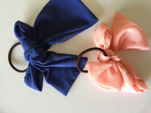 Women Girls School Office Lady Chiffon Bow Ribbon Ponytail Hair band Holder