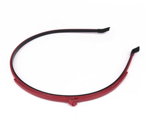 Women Girl Chic Slim Thin Synthetic leather Hair Headband Head Band hoop Dark Red