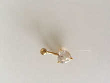 1x Heart 316L Surgical Stainless Steel Belly Navel Bar Body Piercing Jewellery White zircon with gold plated base