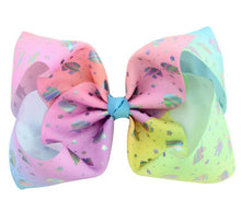 8 Inch Girls Kids Children Big Bow Ribbon Grosgrain Rainbow School Hair Clip