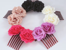 Women Wedding Bride Party Rose Flower Hair Styling Updo French Twist Comb