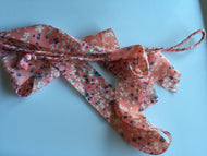 Women Girl Retro Chiffon Floral Bow Boho beach Braided scarf Hair head band Wrap Peach Pink Flower