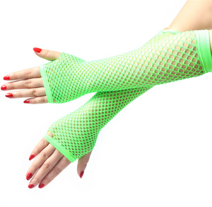 Women Girl Long Fingerless Net Fishnet Mesh Wrist Arm Dance disco Party Gloves