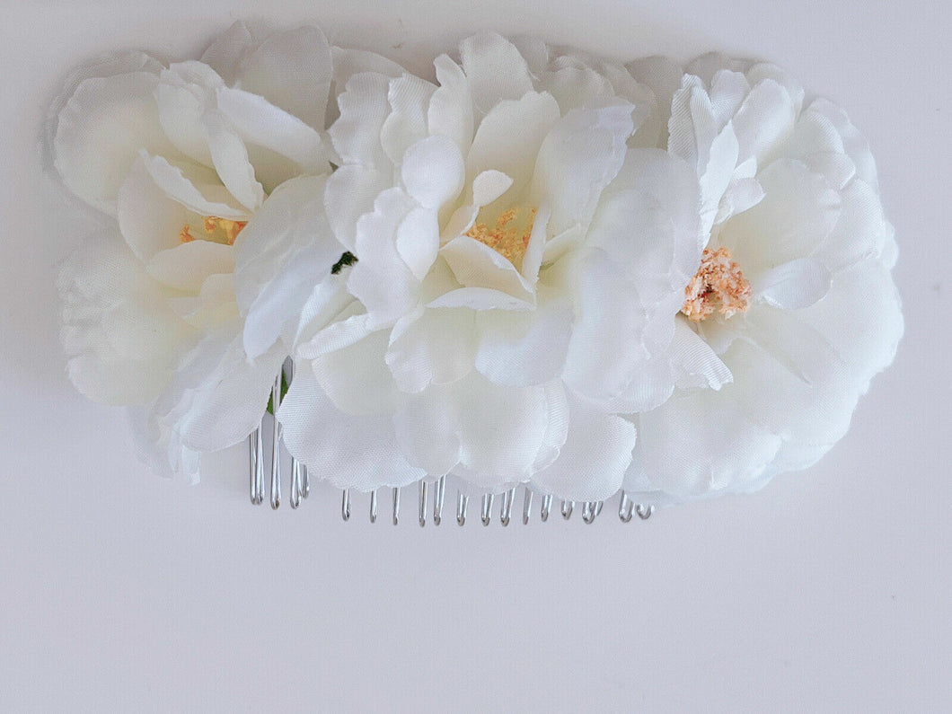 1 Women Girl Dance Wedding Bride Party Artificial Flower Metal hair Comb Pin