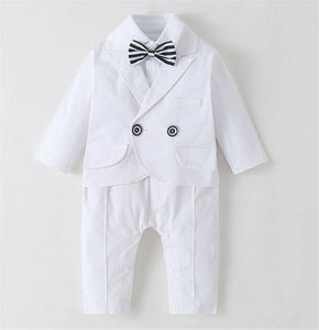 Boys Baby children white Long sleeves christening shower Wedding outfits suits