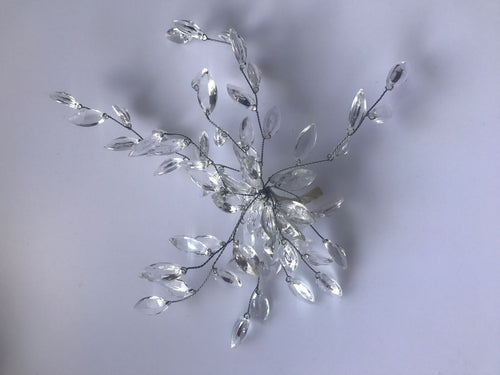 Women Girl Dance Wedding crystal Party Hair Headpiece Fascinator accessory PROP Clear white flower headpiece