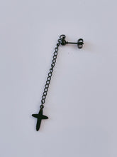 1x Mans Womens Gothic Titanium plated Cross Star Tassel Earring piercing stud
