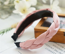 NEW Women Girls Retro Boho Braided Satin Wide Hair Headband Head Wrap Band Hoop Pink