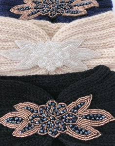 Women Retro Cross Sequins Warm Crochet knit Headband Hair band Bandana Turban