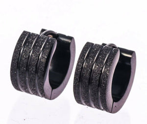 New Man Stainless Steel Frosted matte finish Hoop Earrings Piercings Gift him