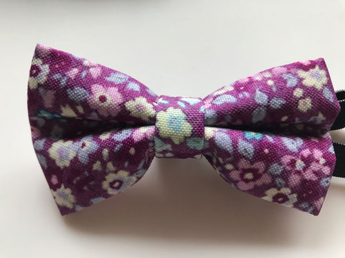 Boys Kids Children Party School Wedding Fashion Pre tied bow tie Necktie bowtie Purple Flower Floral Neck bow tie