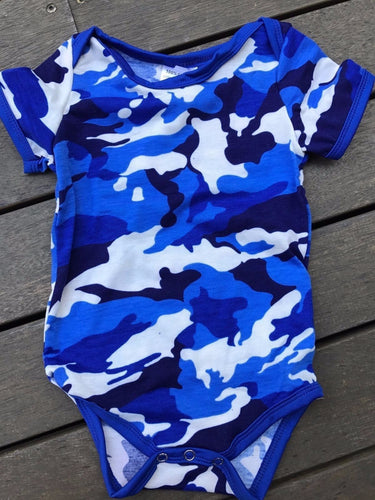 Boy Kid Baby Army Military Party Cotton Camouflage Green Camo Romper Bodysuit Blue Camo Army Romper