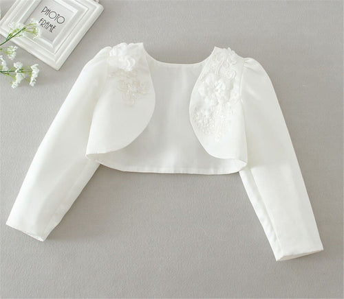 Flower Girls Kids White Wedding Dress Formal Party Jacket Coat Shawl Wrap Poncho