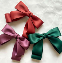 Women Girl Satin Layers Ribbon School Color Bow Bowknot Hair Head Barrette Clip