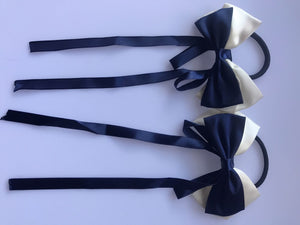 1 Pair Girls Bow Ribbon Back-to-School Hair Accessories - Ponytail Holder Scrunchies