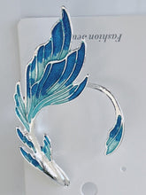 1X Halloween Mermaid Dragon Fantasy Blue Wing Metal Elf Ear Cuff Hook Earring